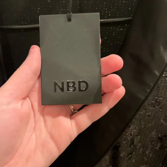 NBD Black Sequin Blazer romper with Satin Shawl Lapel – Size Small, NWT - Picture 5 of 16